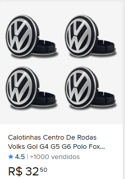 Comparação de preço de Calotinhas Centro De Rodas Volks Gol G4 G5 G6 Polo Fox 55mm