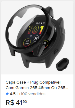 Comparação de preço de Capa Case + Plug Compatível Com Garmin 265 46mm Ou 265s 42mm