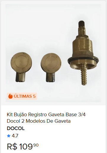 Comparação de preço de Kit Bujão Registro Gaveta Base 3/4 Docol 2 Modelos De Gaveta