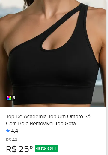 Comparação de preço de Top De Academia Top Um Ombro Só Com Bojo Removível Top Gota Tam. GG