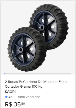 Comparação de preço de Kit 2 Rodas Pvc Reforçado Para Carrinho De Bagagem 100kg