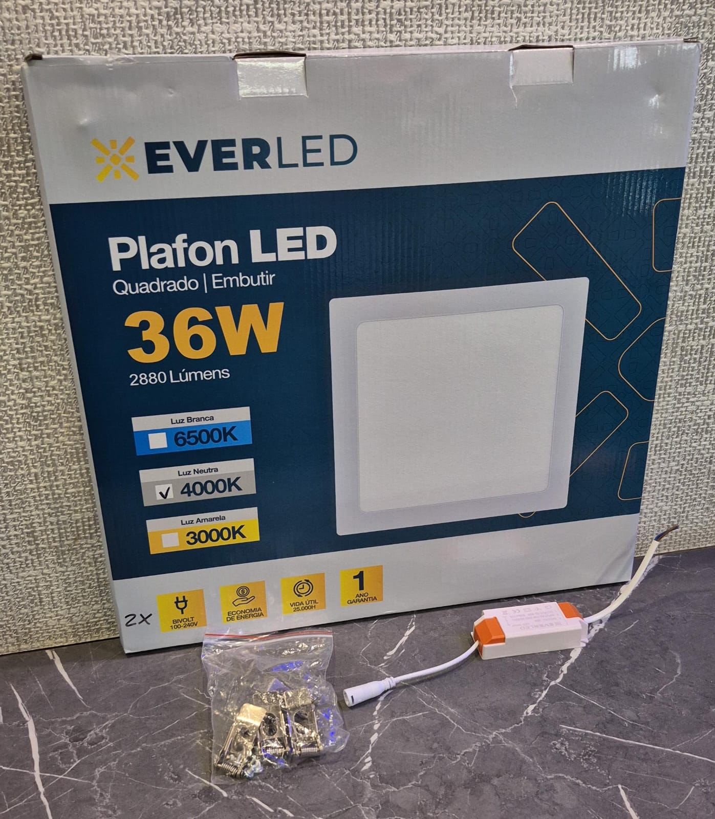 Kit 10 Painel Plafon Led 36w 4000k - 40x40cm