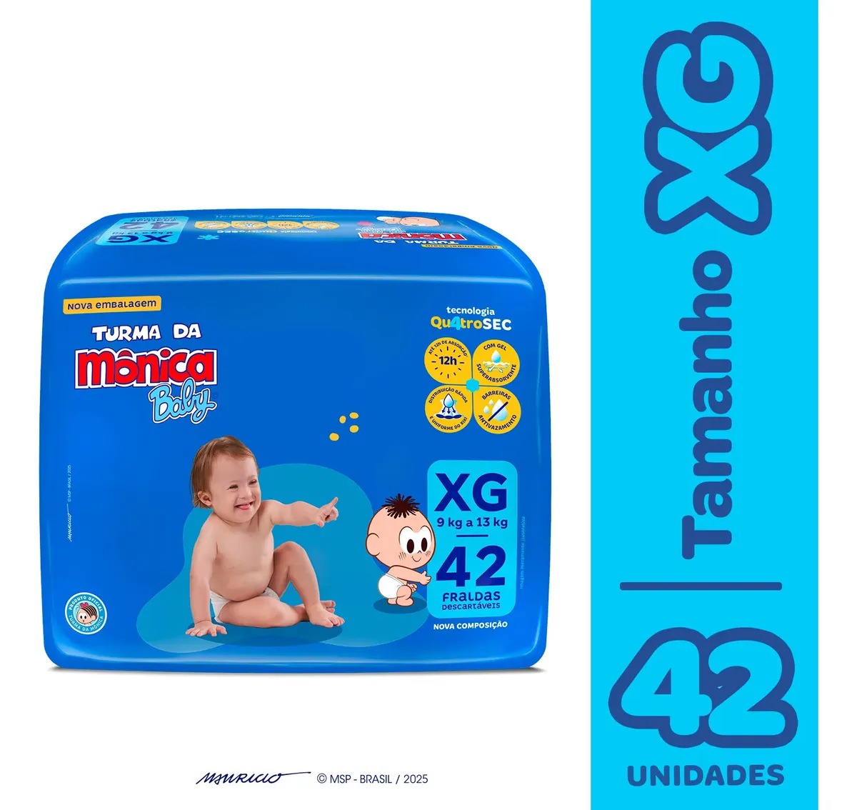 Fralda Descartável Turma da Mônica Baby XG Pacote 42 Unidades