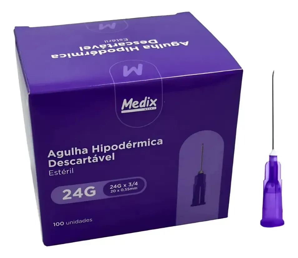 Agulha Hipodérmica Descartável 20x0,55mm Medix Caixa Com 100 Unidades
