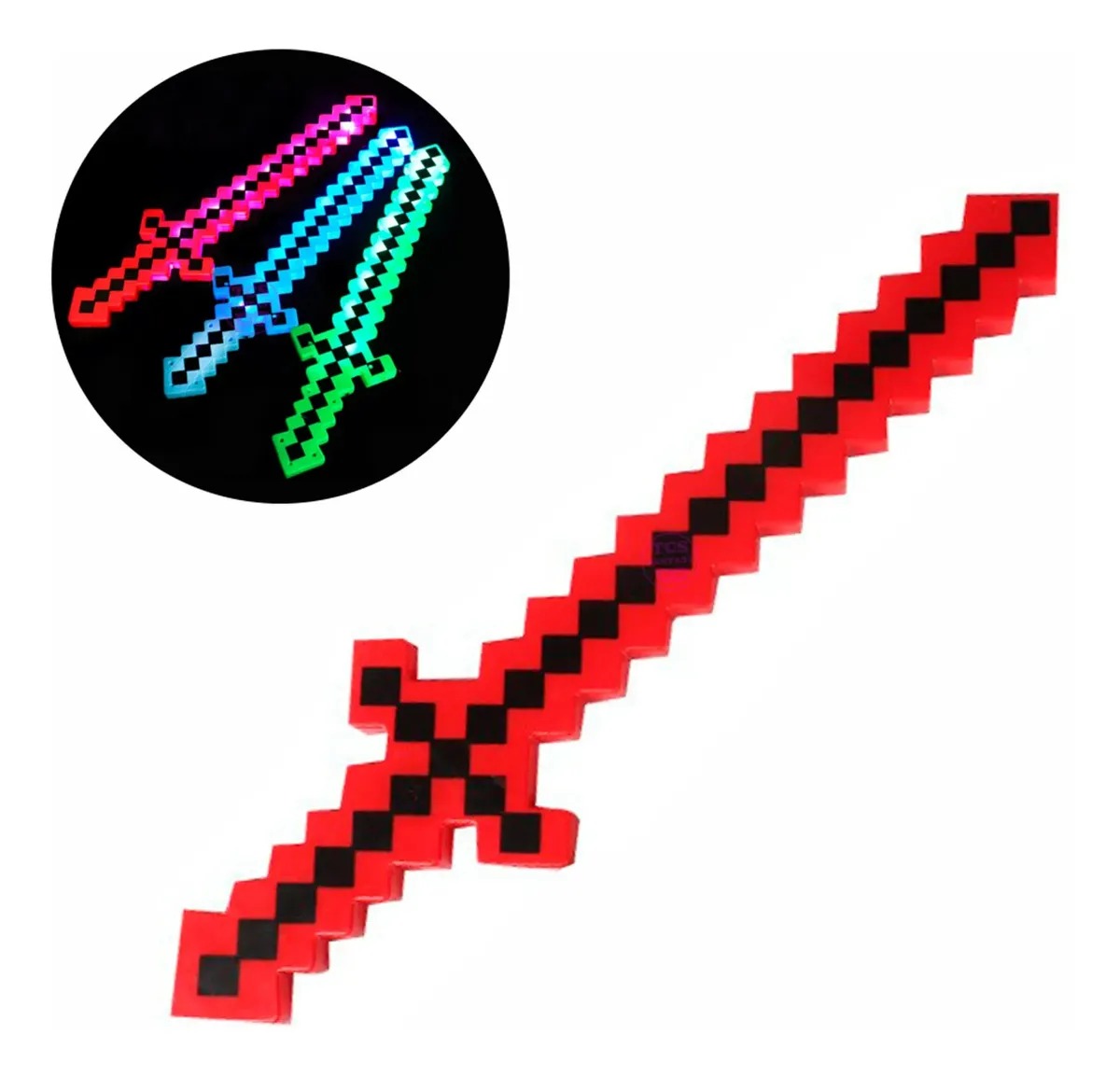 Espada Pixelada Minecraft c/ Luz e Som