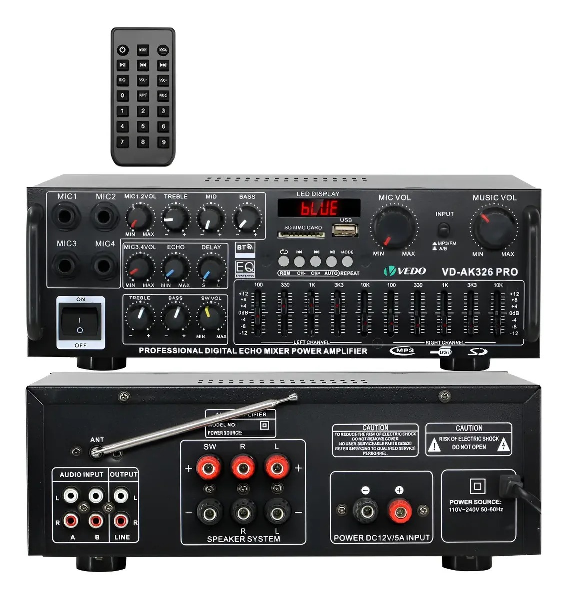 Hifi Amplificador 2.1 Estéreo Bluetooth Rms150w 16