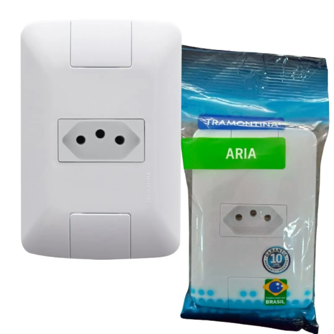 Tomada Simples 10A 250V Aria Branco Tramontina