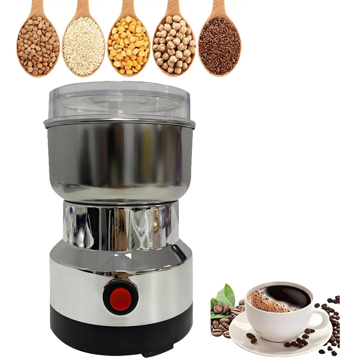 Moedor De Café Grãos Temperos Amendoim Semente Elétrico Inox