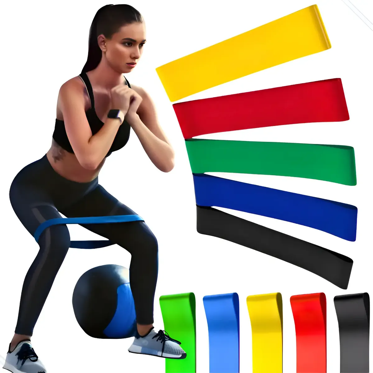Kit 5 Liga Elástica Mini Band Extra Forte Treino Aeróbica