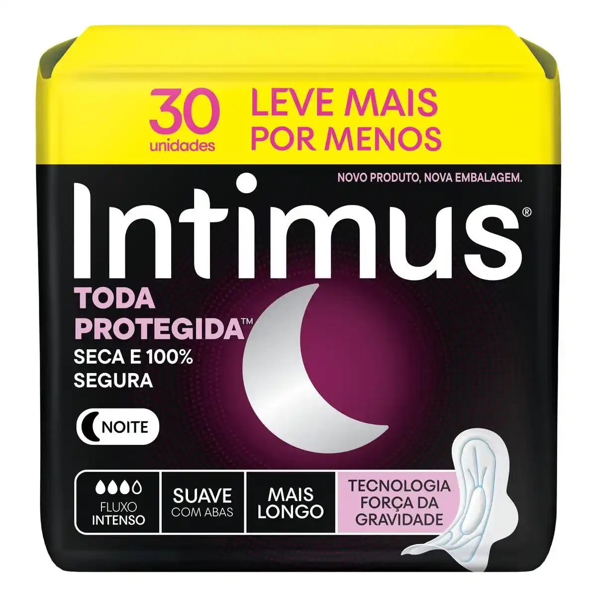 Absorvente Intimus Noturno Toda Protegida Cobertura Suave Com Abas 30