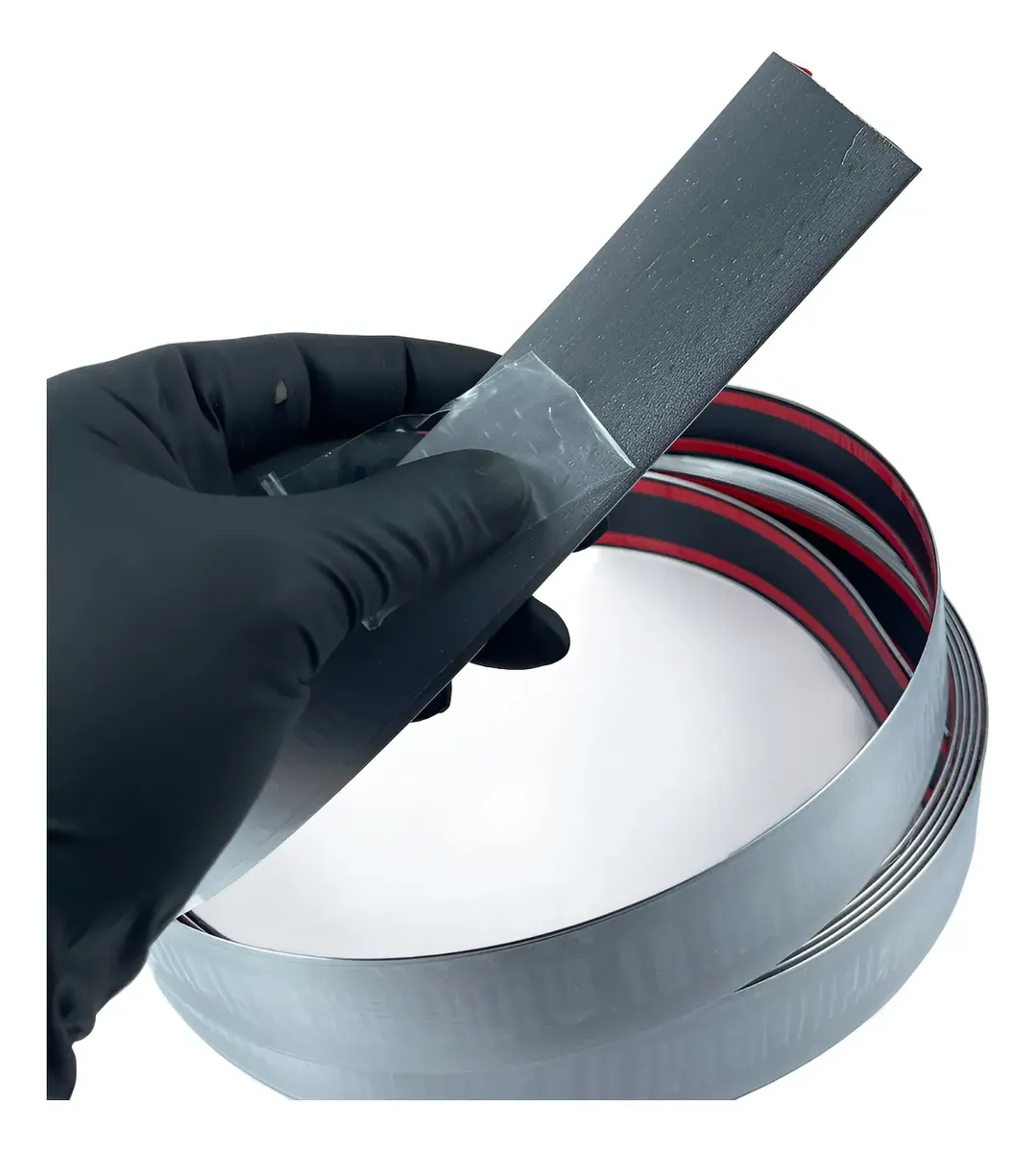 Fita Metalizada De Pvc Rajada Cromada De 37mm Com 5 Metros