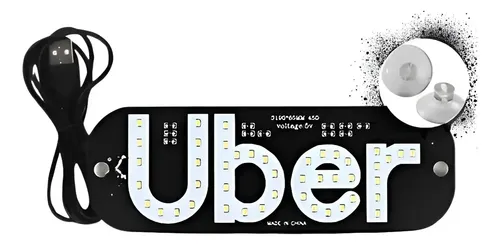 Placa Uber c/ Ventosa Led