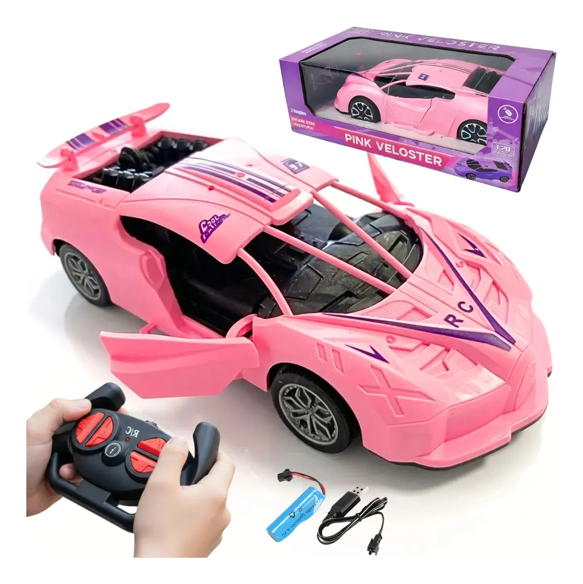 Carrinho Controle Remoto Rosa Abre as Portas