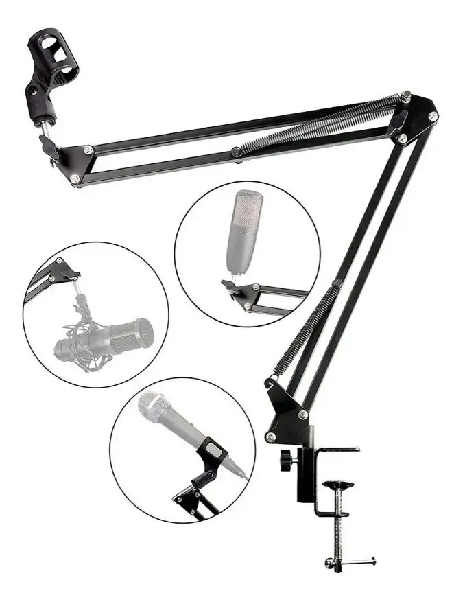 Suporte Articulável Para Microfone - Pedestal Apoio Mesa