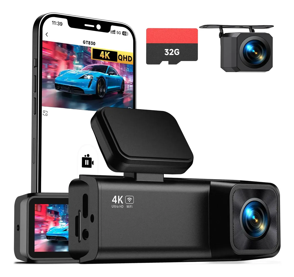 Câmera Automotiva E-yeeger Dual 4k+1080p Dash Cam