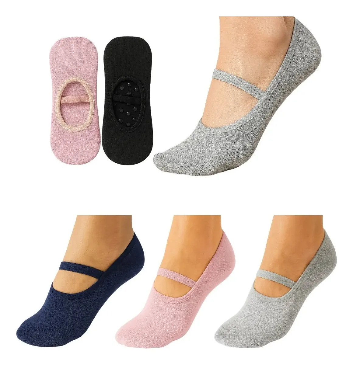 Kit 3 Pares Meia Pilates Yoga Antiderrapante Sapatilha