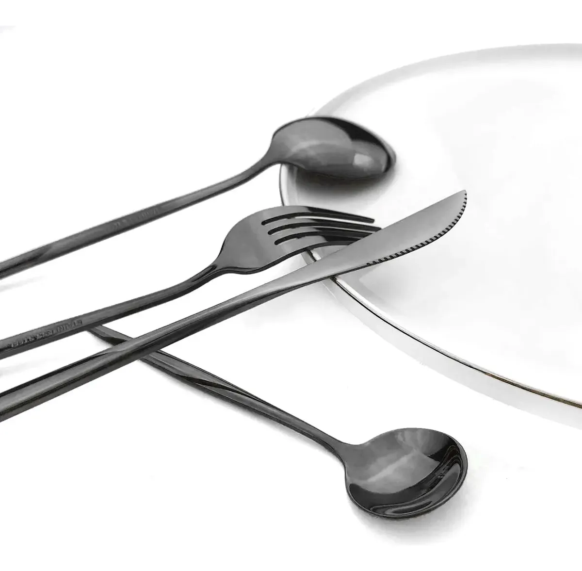Faqueiro Mesa Posta Inox Preto Premium 24 Peças