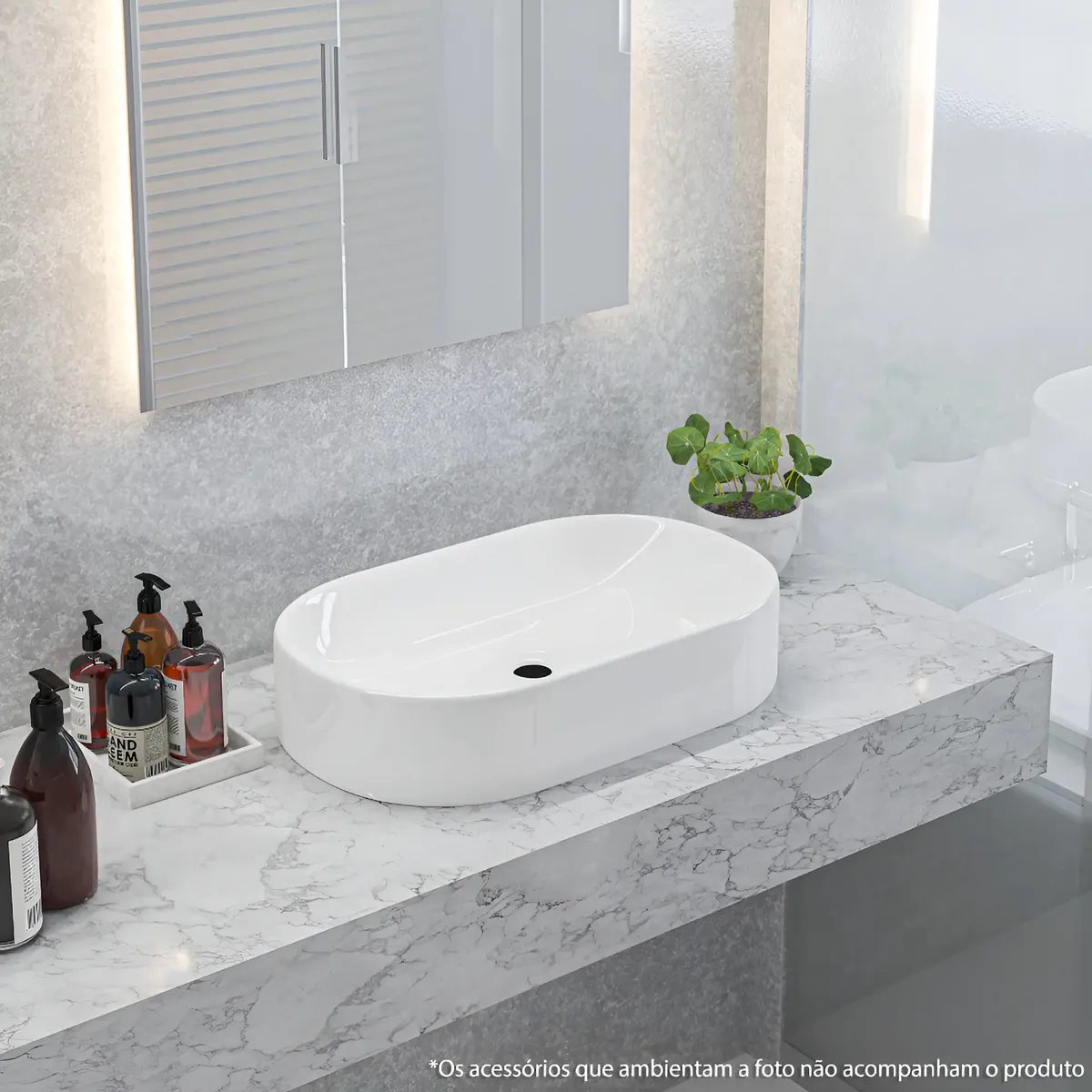 Cuba De Mármore Sintético Apoio Banheiro Ou Lavabo Oval