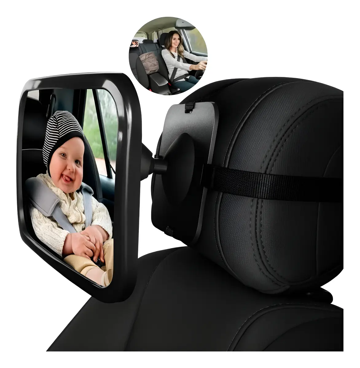 Espelho Retrovisor Para Cadeirinha Bebe Conforto Banco Carro Preto