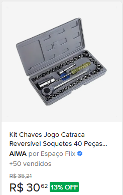 Kit Chaves Jogo Catraca Reversível Soquetes 40 Peças Maleta