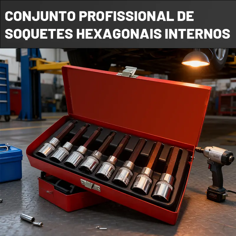Kit Jogo Chave Soquete Hexagonal Longo 1/2-8 Peças De Aços