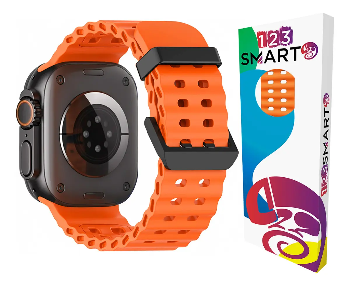 123Smart — Pulseira de Silicone Esportiva com Fivela Preto Para Apple Watch Ultra