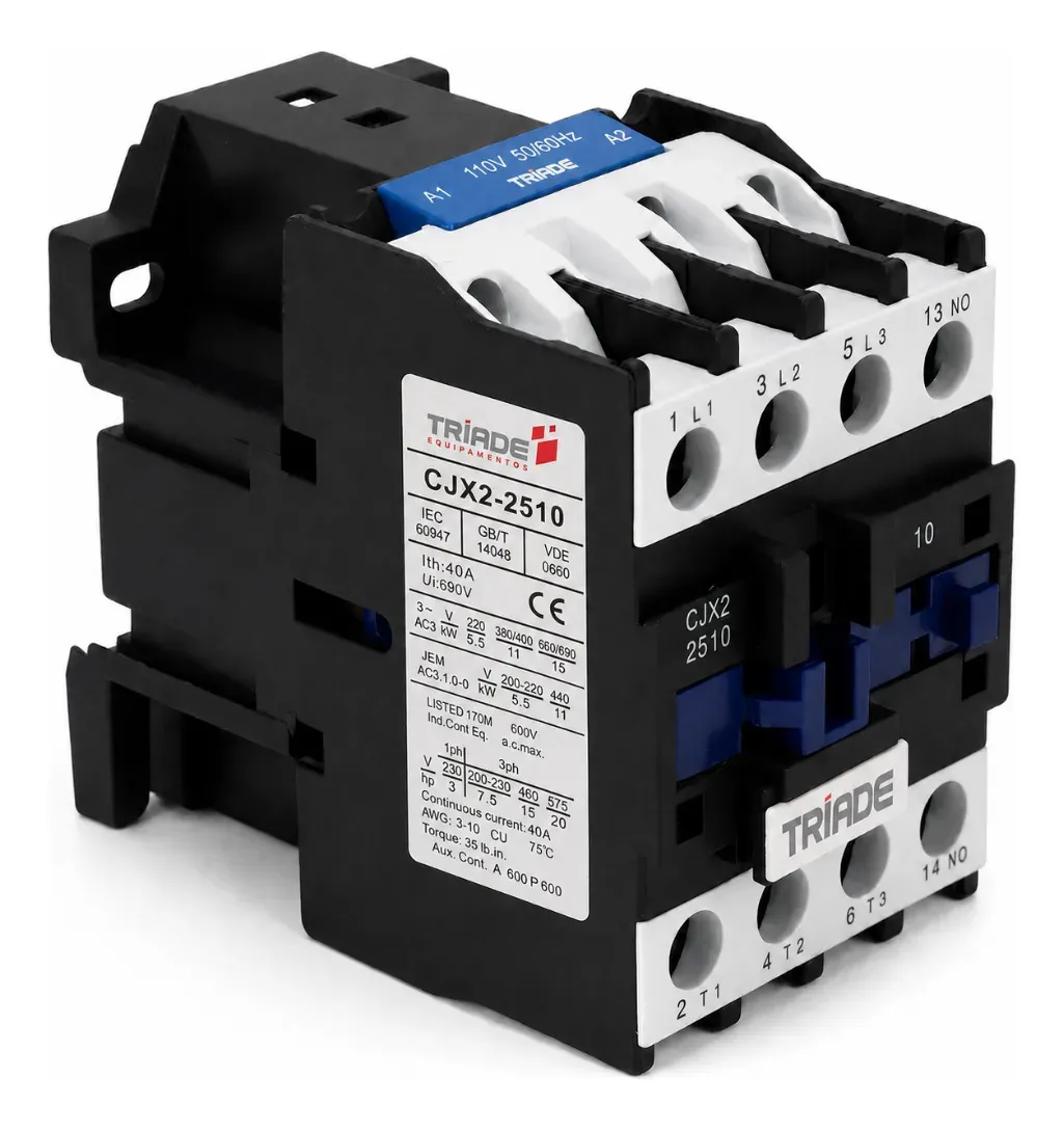 Contator Tripolar 25a Cjx2-2510 3p Ac 50/60 Hz Tríade