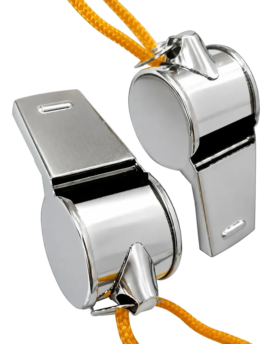 Apito Profissional De Metal Com Cordão Com 2 Unidades Cor Prata
