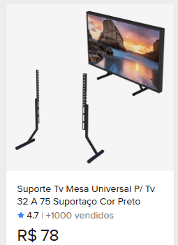 Suporte Tv Mesa Universal P/ Tv 32 A 75 Suportaço Cor Preto