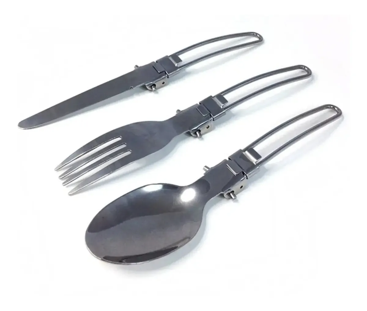 Kit 3 Talheres Inox Retrátil Camping