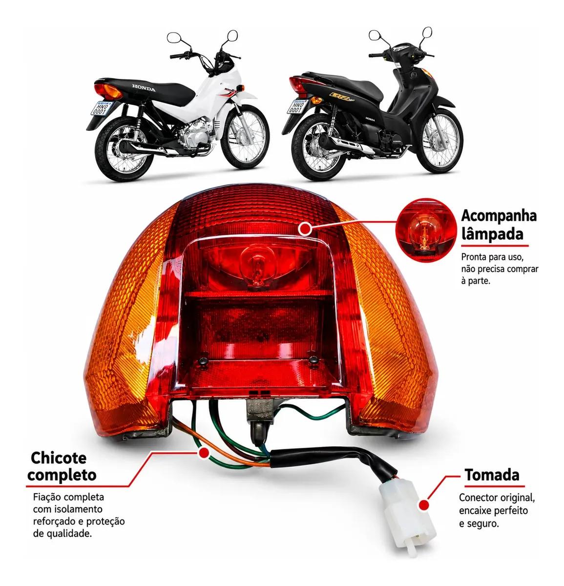 Lanterna Traseira Biz 1998 A 2005 - Pop 2007 A 2015