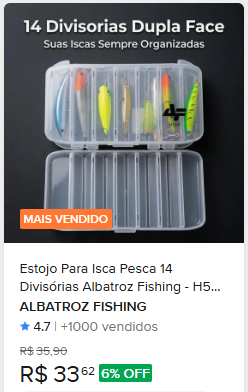 Estojo De Pesca H569 C/ 14 Divisórias - Albatroz