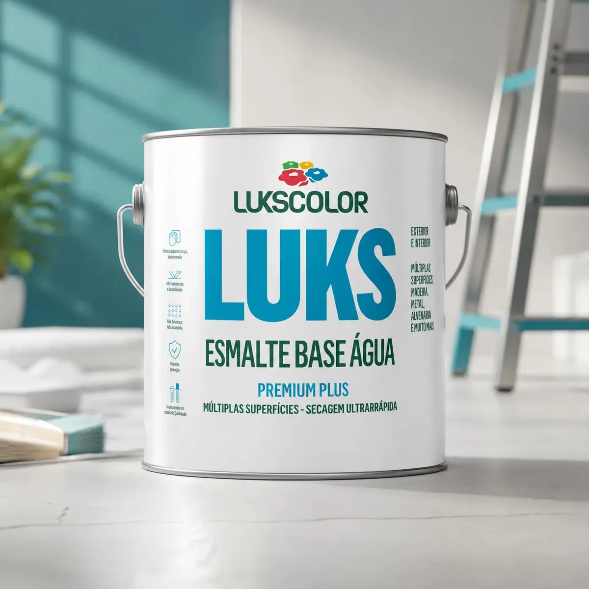 Tinta Esmalte Base Água Brilhante Lukscolor Cores 900ml