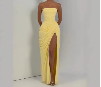 Vestido Longo Amarelo Tomara que Caia Primavera Tam. P