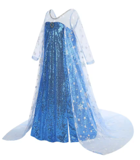 Vestido Maxi Elsa Brilhante para Crianças