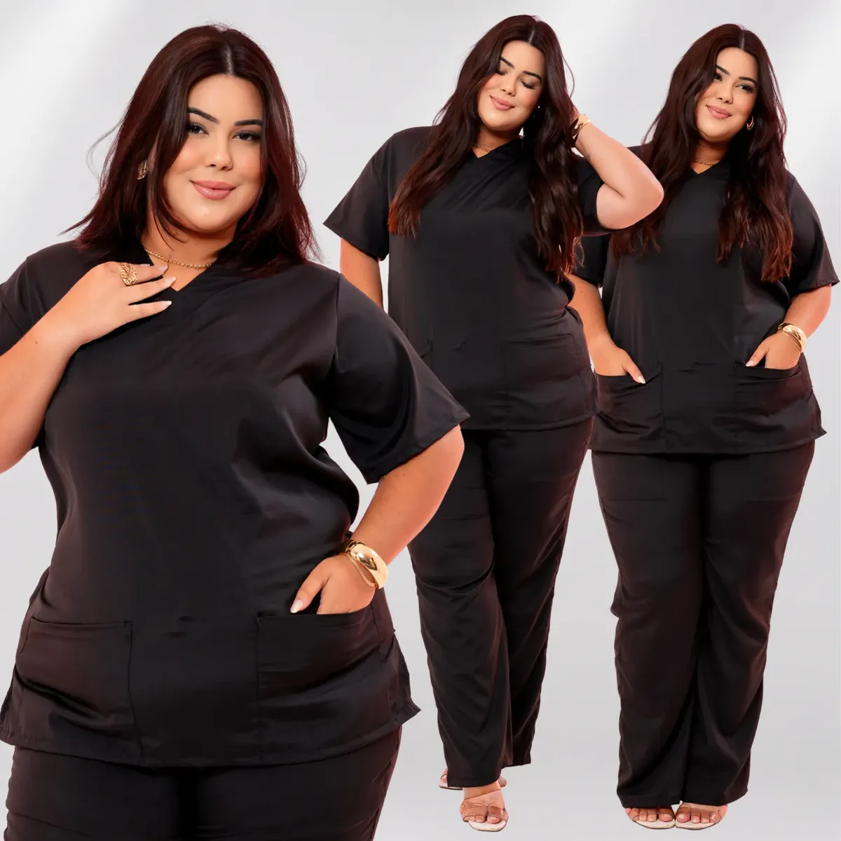 Conjunto Pijama Cirurgico Feminino Plus Size Scrub Elastano tam. G1