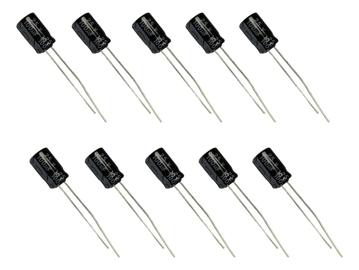Capacitor Eletrolítico 100uf 25v Kit 50 Unds +85ºc Radial