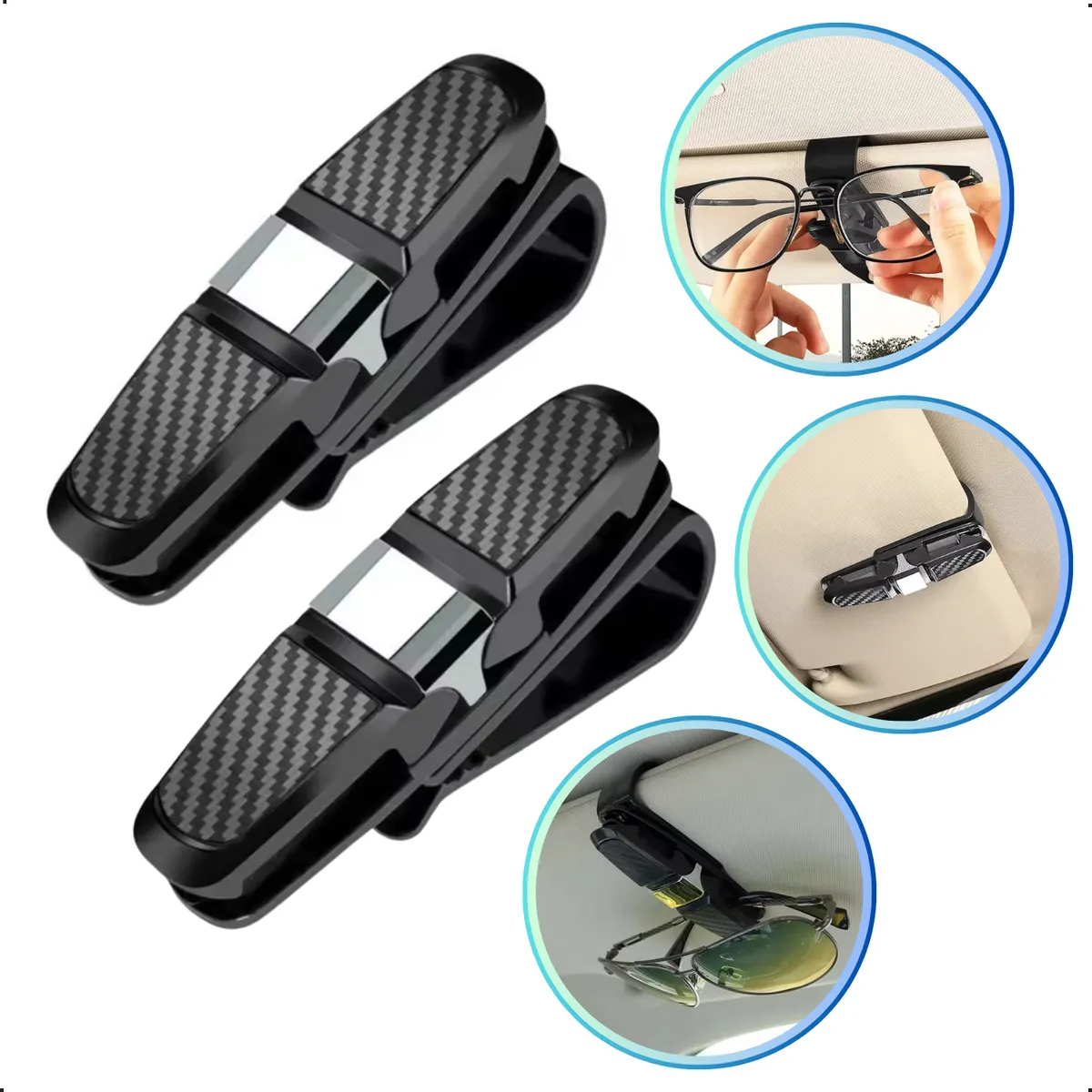 Kit 2 Porta Óculos Carro Suporte Quebra Sol Veicular Clips