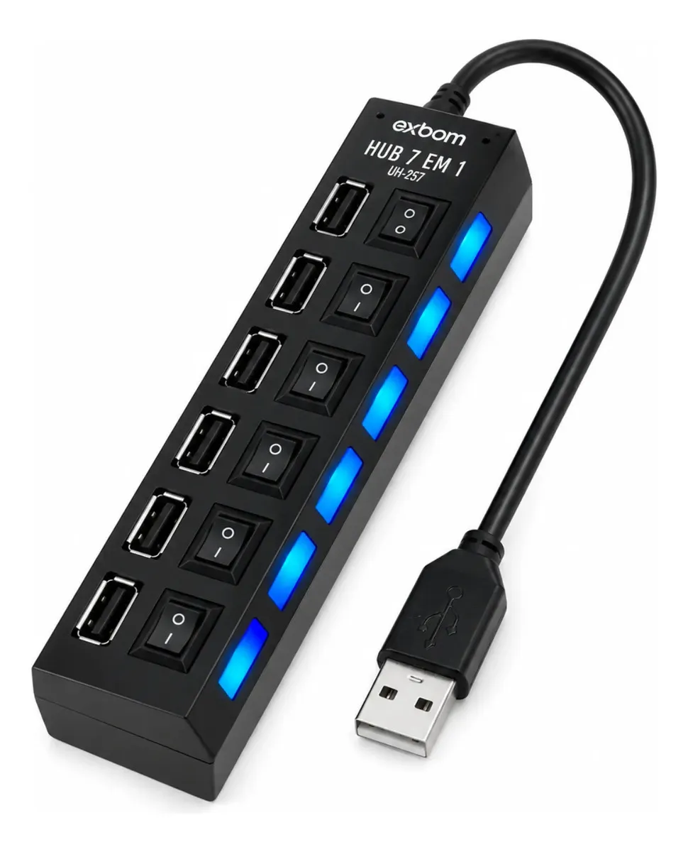 Hub USB Exbom 7 Portas 2.0 - Uh-2S7